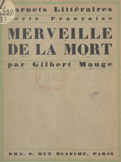 Title details for Merveille de la mort by Gilbert Mauge - Wait list